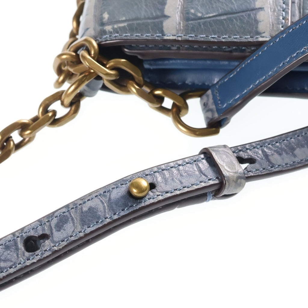 POLO RALPH LAUREN(ポロラルフローレン) Shoulder Wallet ステアヘッド チェーンショルダーレザーウォレット ブルー レディース