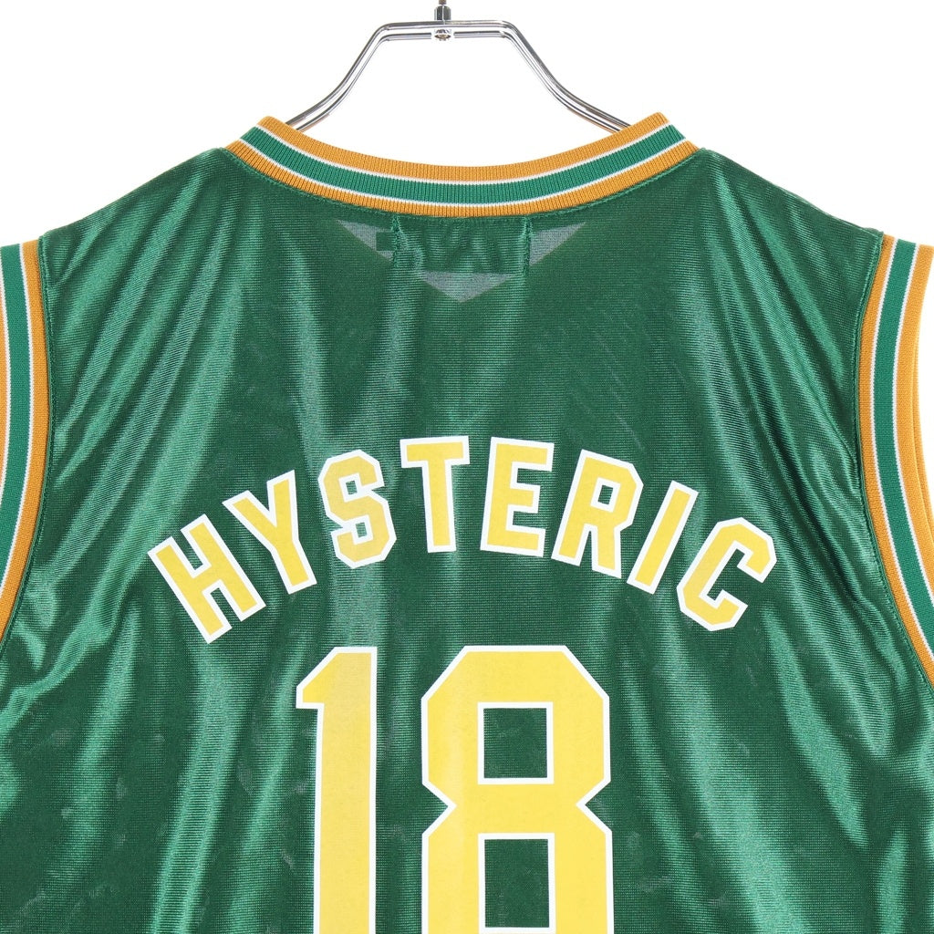 HYSTERIC GLAMOUR(ヒステリックグラマー) 26SS BORN TO LOSE グラフィックロゴプリントプリント ボーントゥルーズ バスケットノースリーブユニフォーム グリーン 02261CR03
