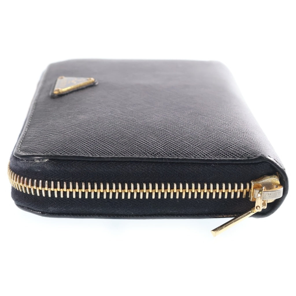 PRADA(プラダ) Saffiano 三角ロゴプレート サフィアーノ レザー ロングウォレット 長財布 ブラック/ゴールド レディース
