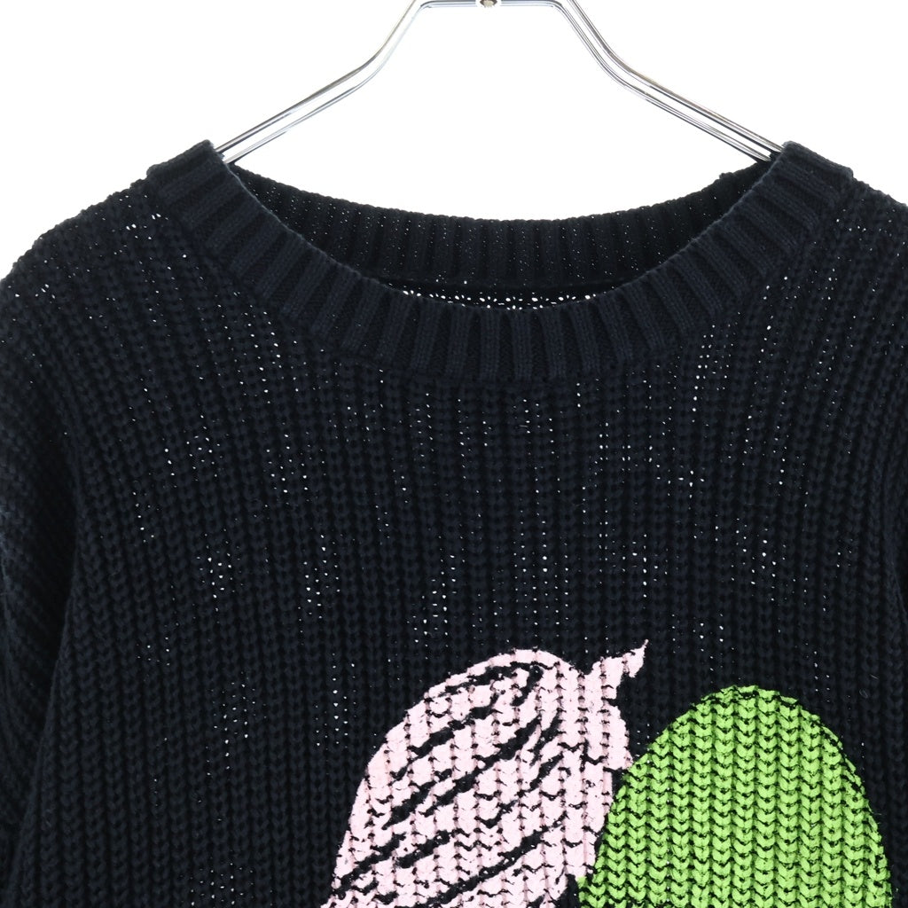 FUCKING AWESOME(ファッキンオーサム) LOVE YOU OVERDYED SWEATER フロントアートプリント ラブユーオーバーダイド クルーネック長袖コットンニットセーター ブラック