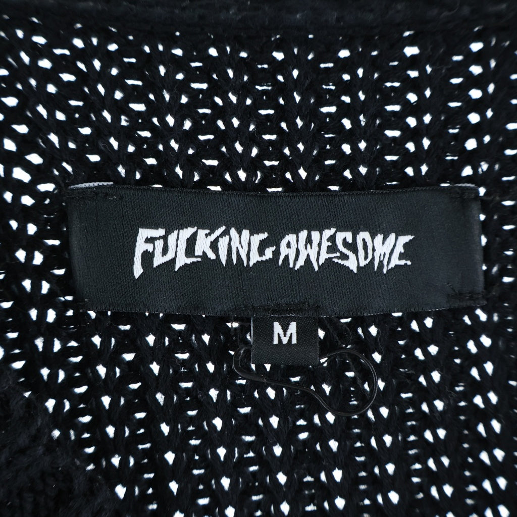 FUCKING AWESOME(ファッキンオーサム) LOVE YOU OVERDYED SWEATER フロントアートプリント ラブユーオーバーダイド クルーネック長袖コットンニットセーター ブラック