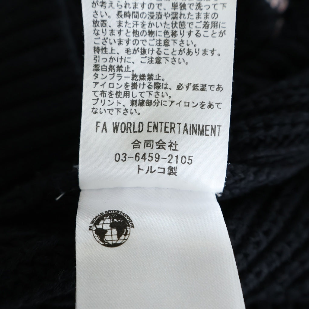 FUCKING AWESOME(ファッキンオーサム) LOVE YOU OVERDYED SWEATER フロントアートプリント ラブユーオーバーダイド クルーネック長袖コットンニットセーター ブラック