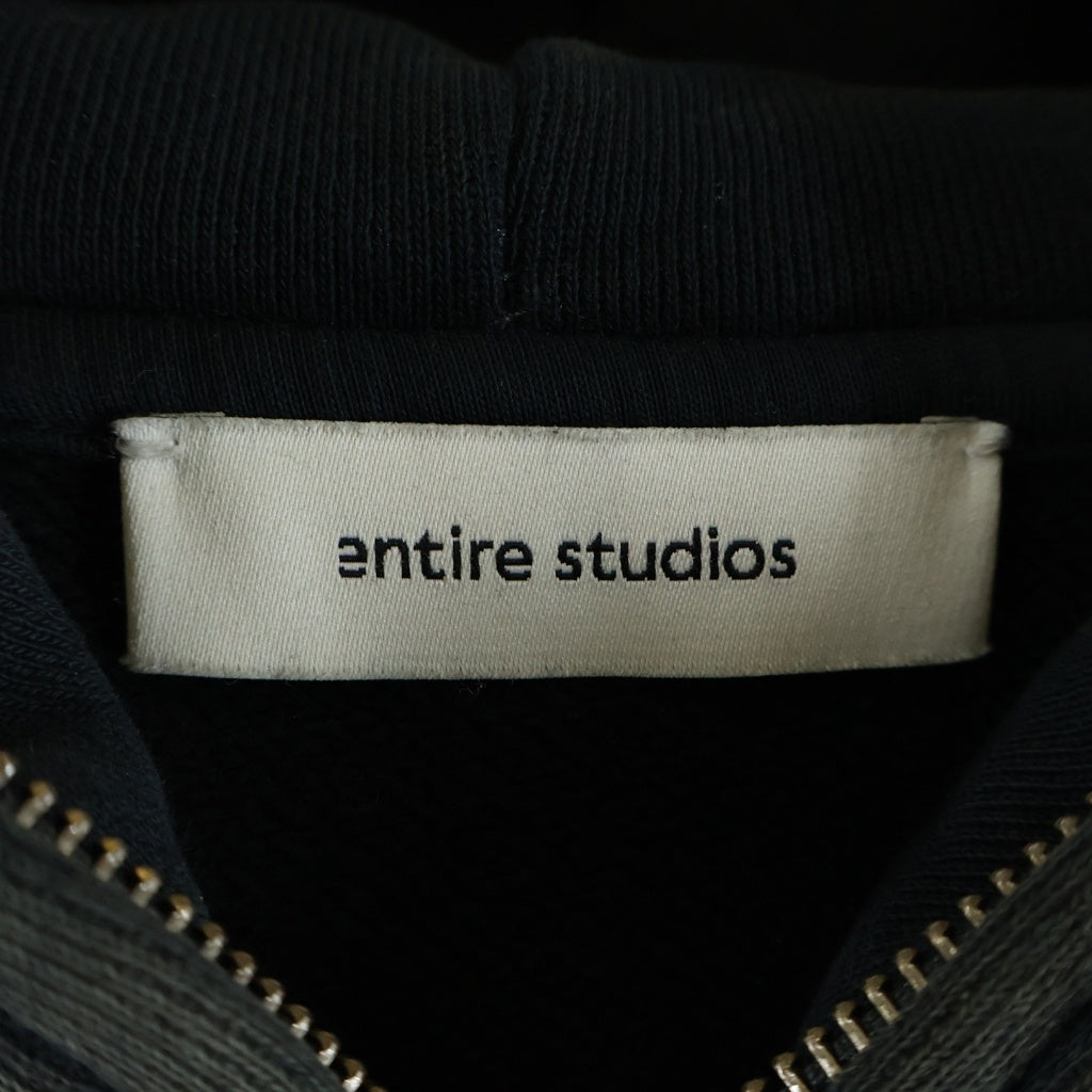 entire studios(エンタイア スタジオ) ETERNAL ZIP WASHED BLACK エターナル ジップ ウォッシュド加工 フルジップアップパーカー フーディー ブラック UNU-25-1003 PO00285
