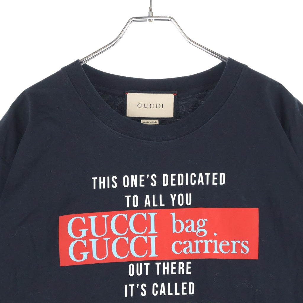 GUCCI(グッチ) You Got Good Taste ロゴプリント クルーネック半袖Tシャツカットソー ブラック 616036 XJD1E