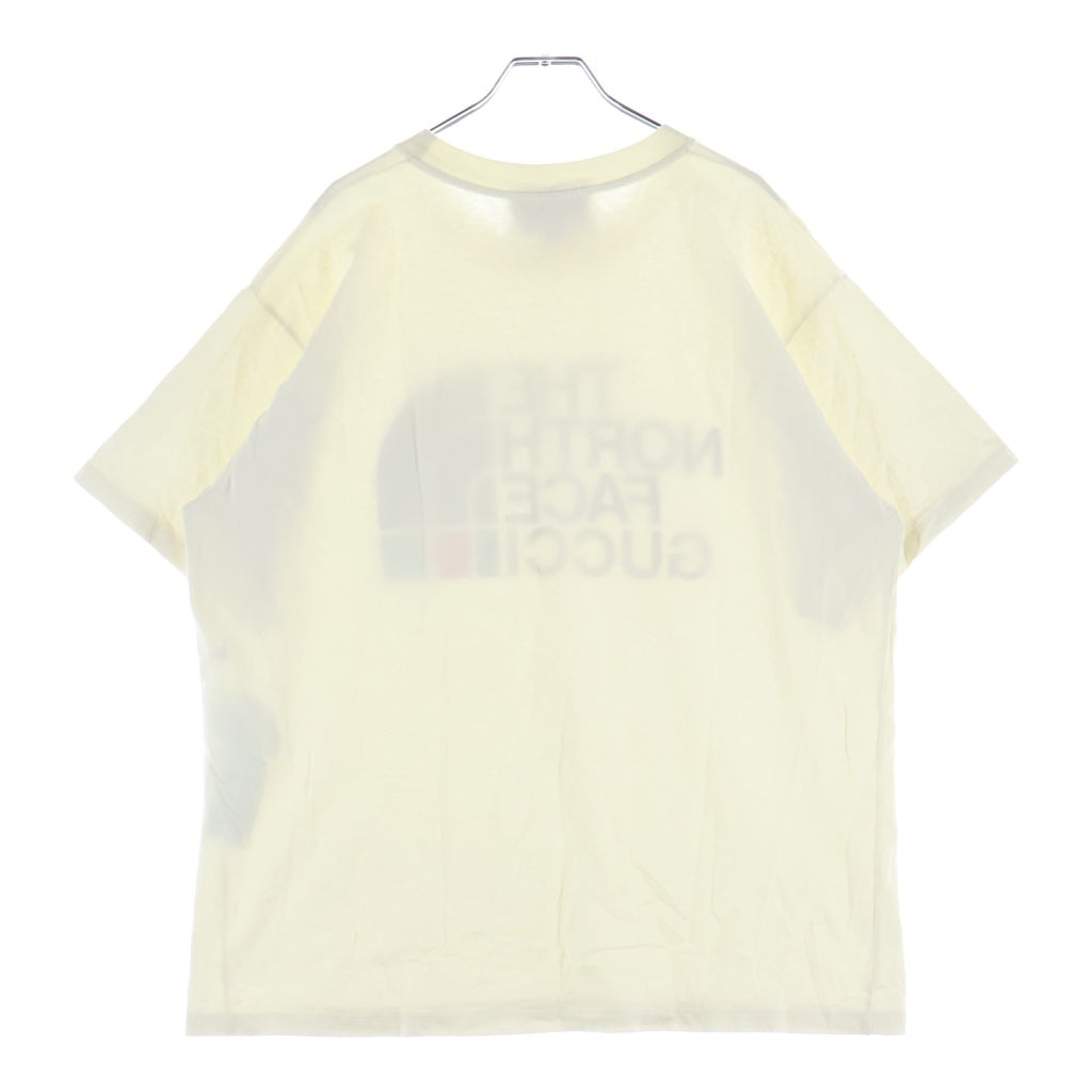 GUCCI(グッチ) ×THE NORTH FACE Oversize T-Shirt ×ノースフェイス オーバーサイズ フロントロゴプリント クルーネック半袖Tシャツカットソー アイボリー 616036 XJDCL