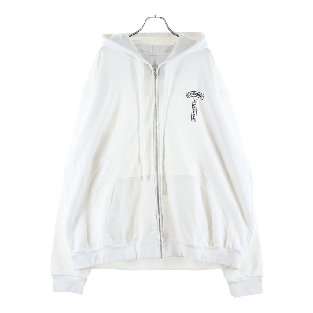 CHROME HEARTS(クロムハーツ) SWTSHRT HD ZIP バックアーチロゴジップアップパーカー ホワイト