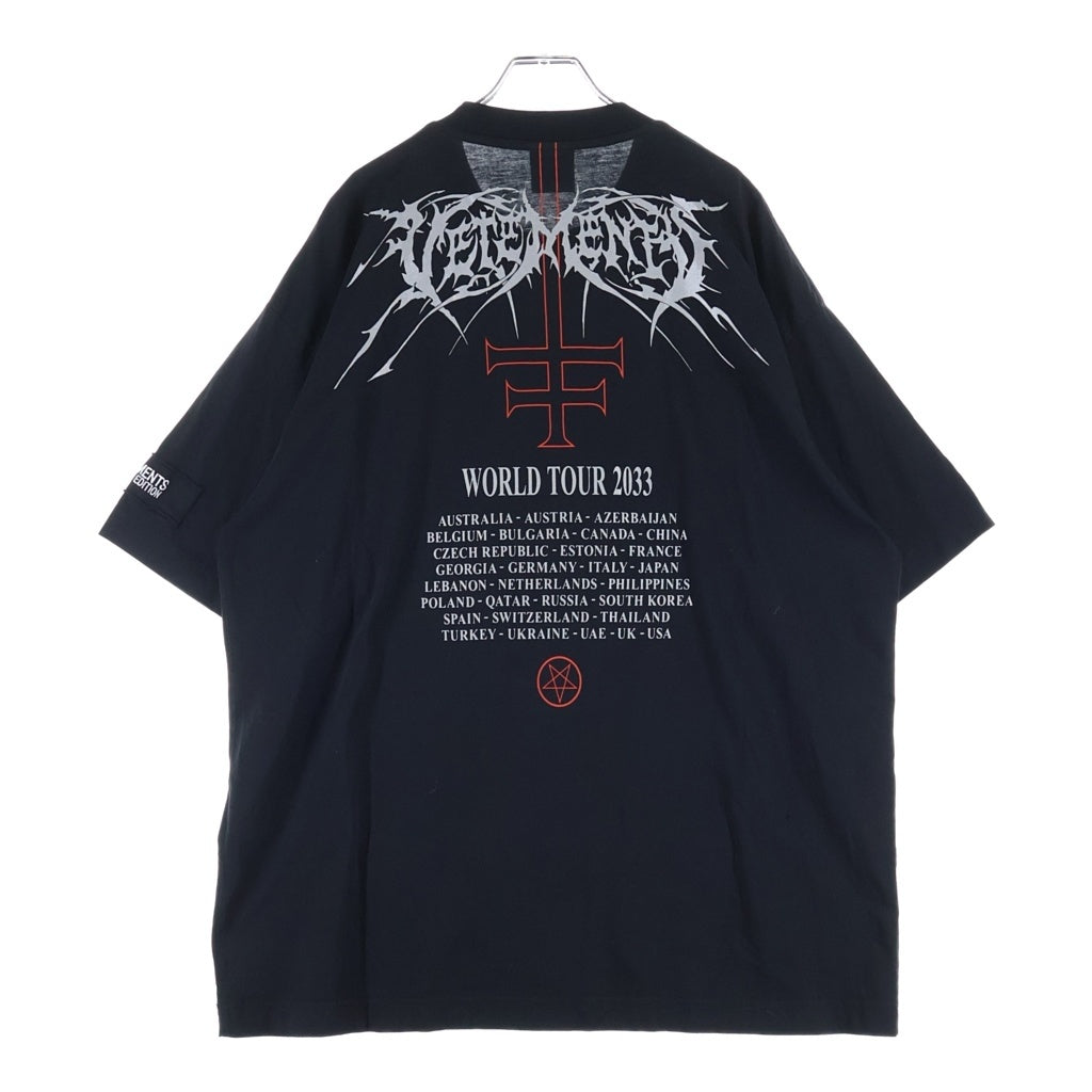 VETEMENTS(ヴェトモン) 22SS Metal Patched Logo T-Shirt メタルパッチロゴ クルーネック半袖Tシャツカットソー ブラック UE52TR350B