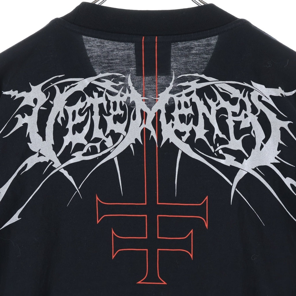 VETEMENTS(ヴェトモン) 22SS Metal Patched Logo T-Shirt メタルパッチロゴ クルーネック半袖Tシャツカットソー ブラック UE52TR350B