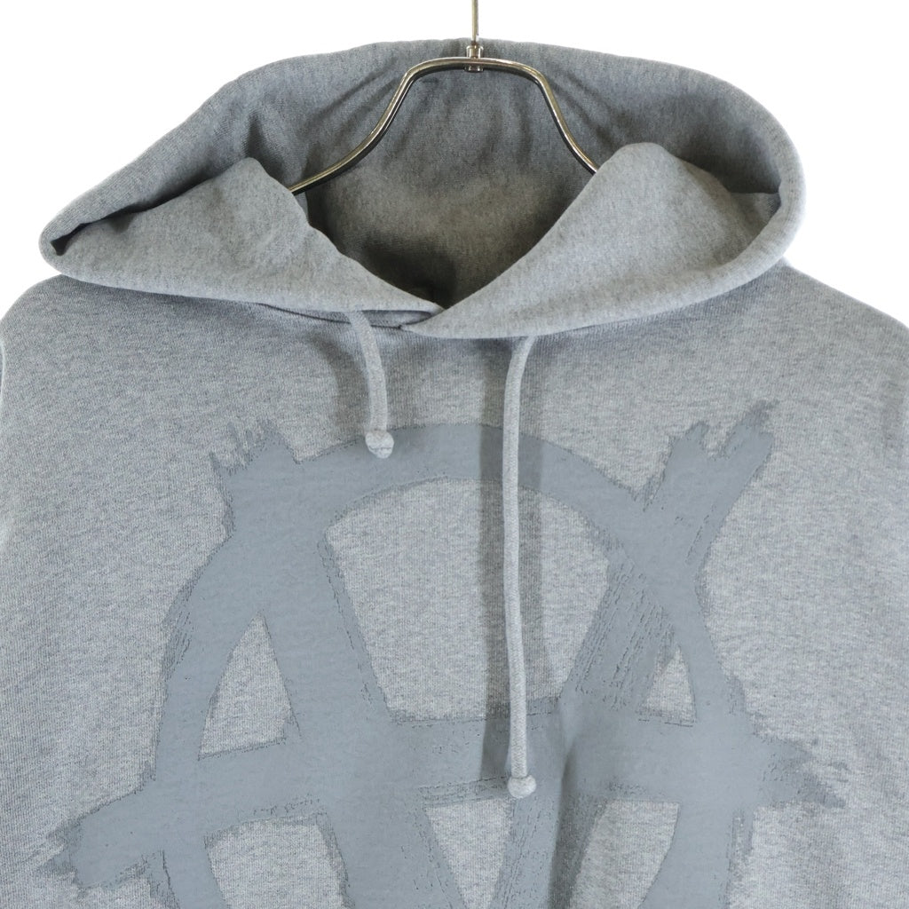 VETEMEMES(ヴェトミームス) 22AW Double Anarchy Hoodie ダブルアナーキー 長袖プルオーバーパーカーフーディー グレー UA53HD340