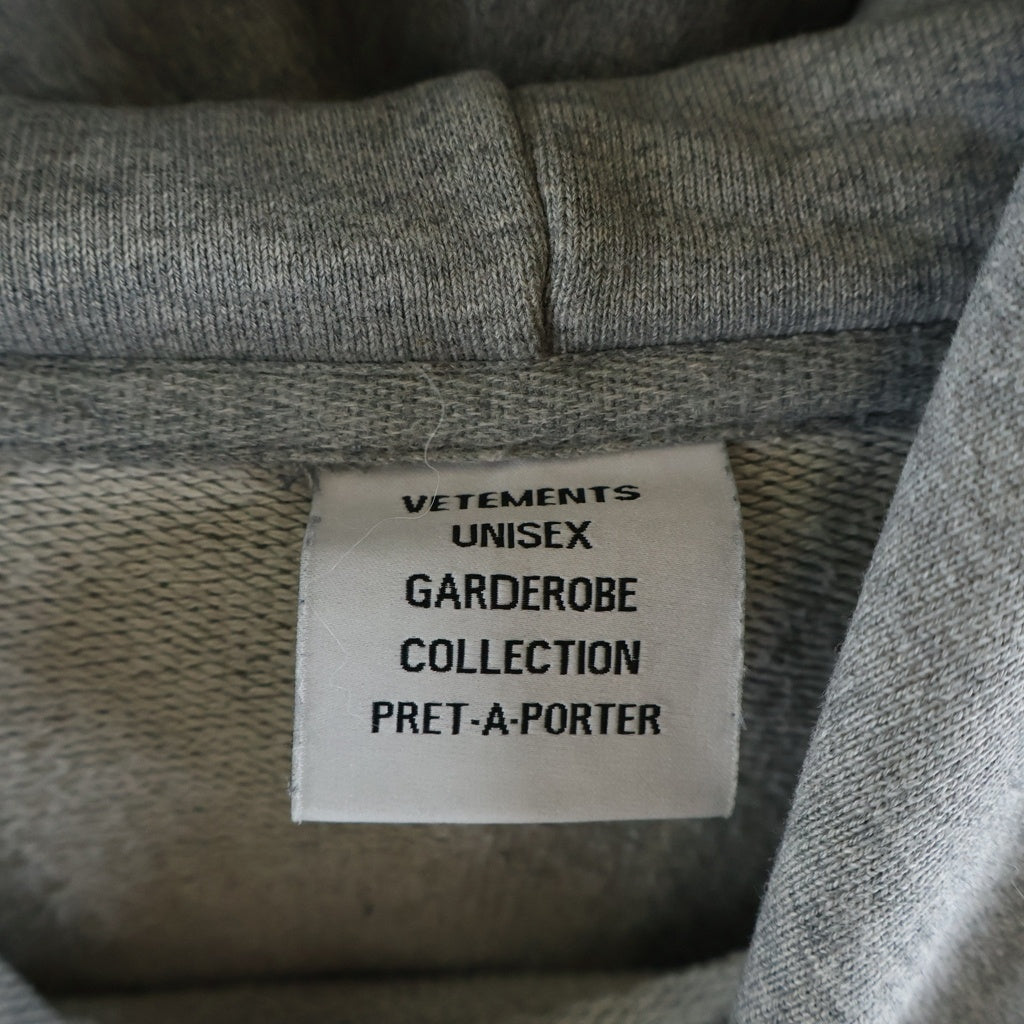 VETEMEMES(ヴェトミームス) 22AW Double Anarchy Hoodie ダブルアナーキー 長袖プルオーバーパーカーフーディー グレー UA53HD340