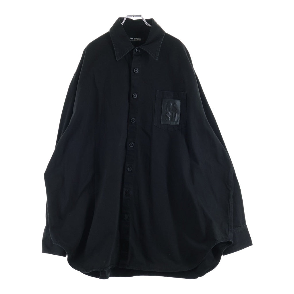 RAF SIMONS(ラフシモンズ) 22AW oversized denim shirt オーバーサイズ ワンポイントロゴパッチ コットンシャツ ブラック 222-M243