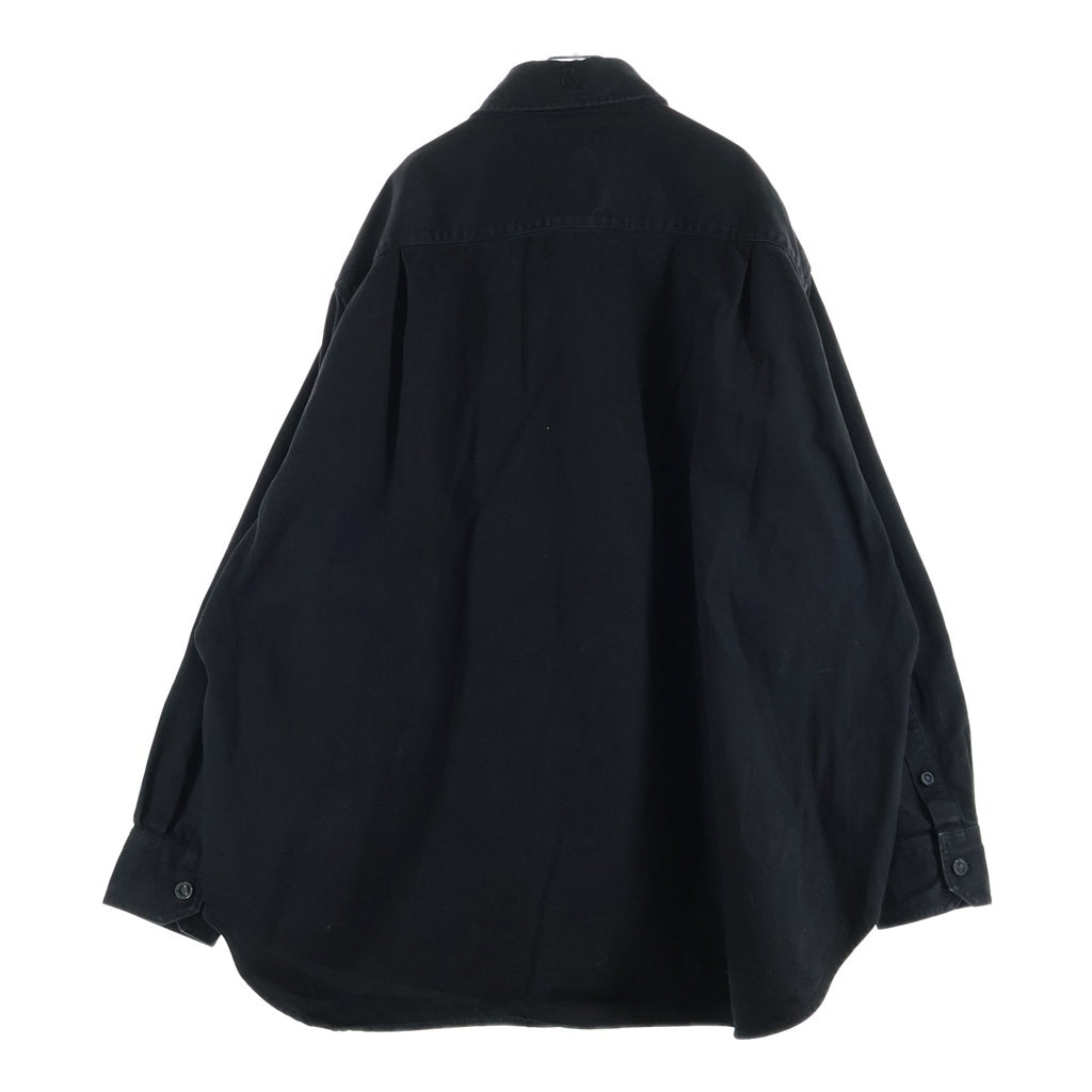 RAF SIMONS(ラフシモンズ) 22AW oversized denim shirt オーバーサイズ ワンポイントロゴパッチ コットンシャツ ブラック 222-M243