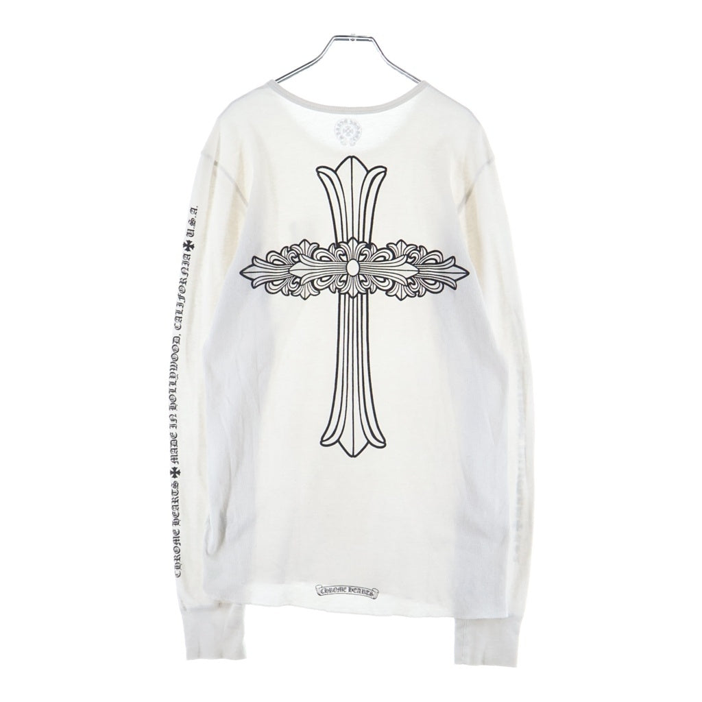 CHROME HEARTS(クロムハーツ) BACK FLORAL CH CROSS THERMAL T-SHIRT バック フローラル ロゴ クルーネックサーマル長袖Tシャツカットソー ロンT ホワイト