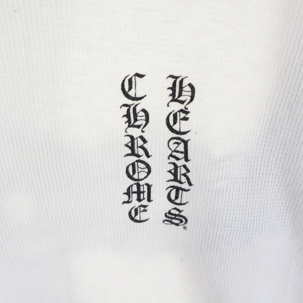 CHROME HEARTS(クロムハーツ) BACK FLORAL CH CROSS THERMAL T-SHIRT バック フローラル ロゴ クルーネックサーマル長袖Tシャツカットソー ロンT ホワイト