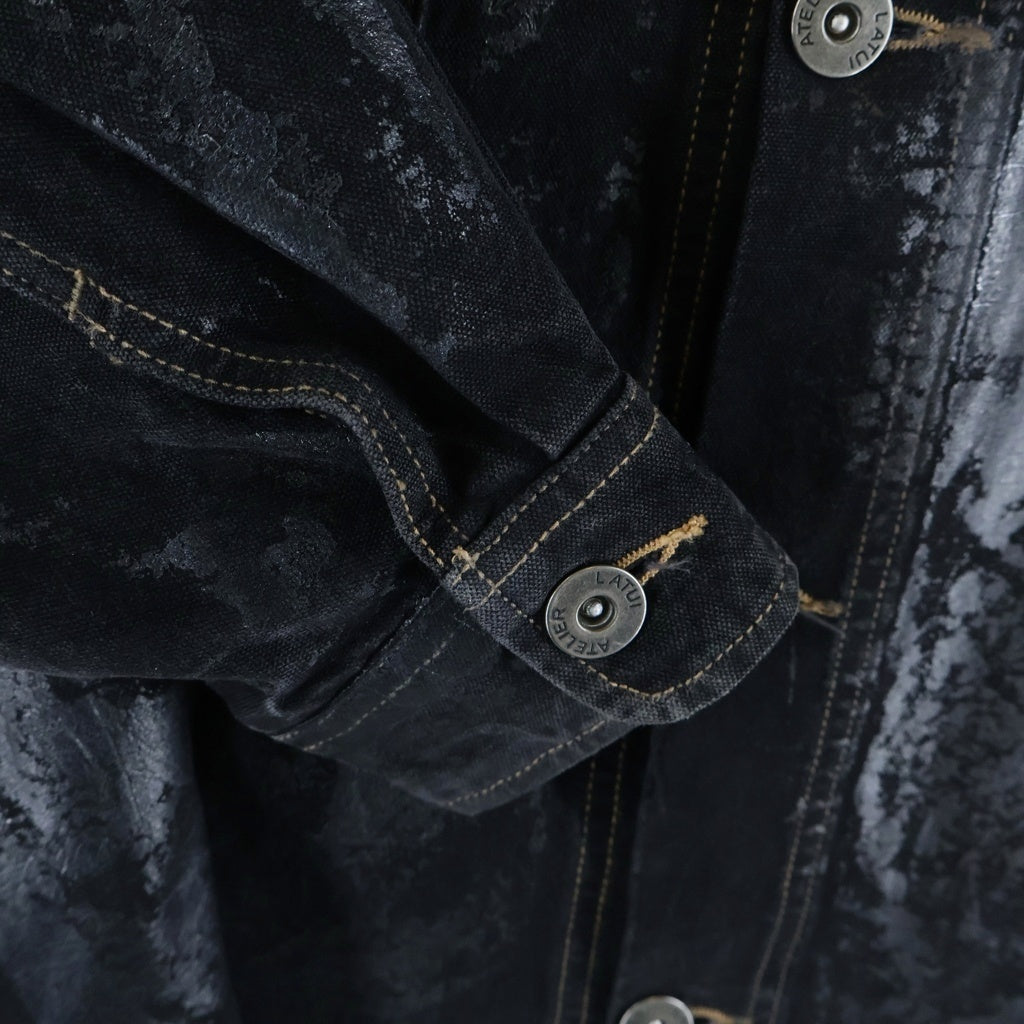 NO BRAND(ノーブランド) LATUI ATELIER 【ラトゥイアトリエ】 25AW VINTAGE TRAUMA SHIRT ヴィンテージトラウマ 長袖コーティングシャツ ブラック
