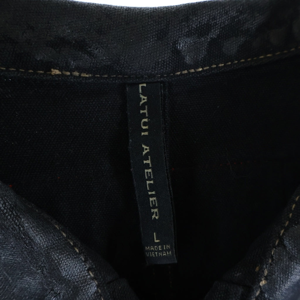 NO BRAND(ノーブランド) LATUI ATELIER 【ラトゥイアトリエ】 25AW VINTAGE TRAUMA SHIRT ヴィンテージトラウマ 長袖コーティングシャツ ブラック