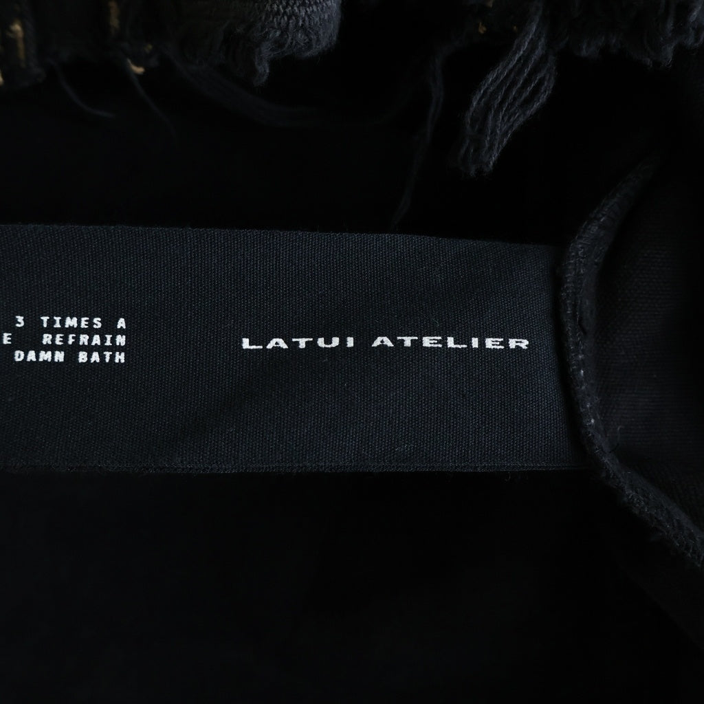 NO BRAND(ノーブランド) LATUI ATELIER 【ラトゥイアトリエ】 25AW VINTAGE TRAUMA SHIRT ヴィンテージトラウマ 長袖コーティングシャツ ブラック