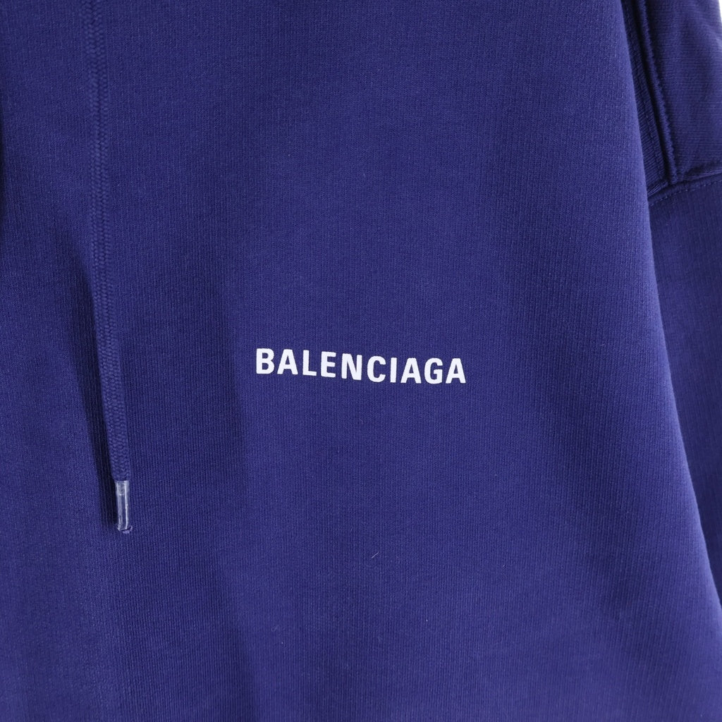 BALENCIAGA(バレンシアガ) バックロゴプリント プルオーバーパーカーフーディー ネイビー 600583 TIV84