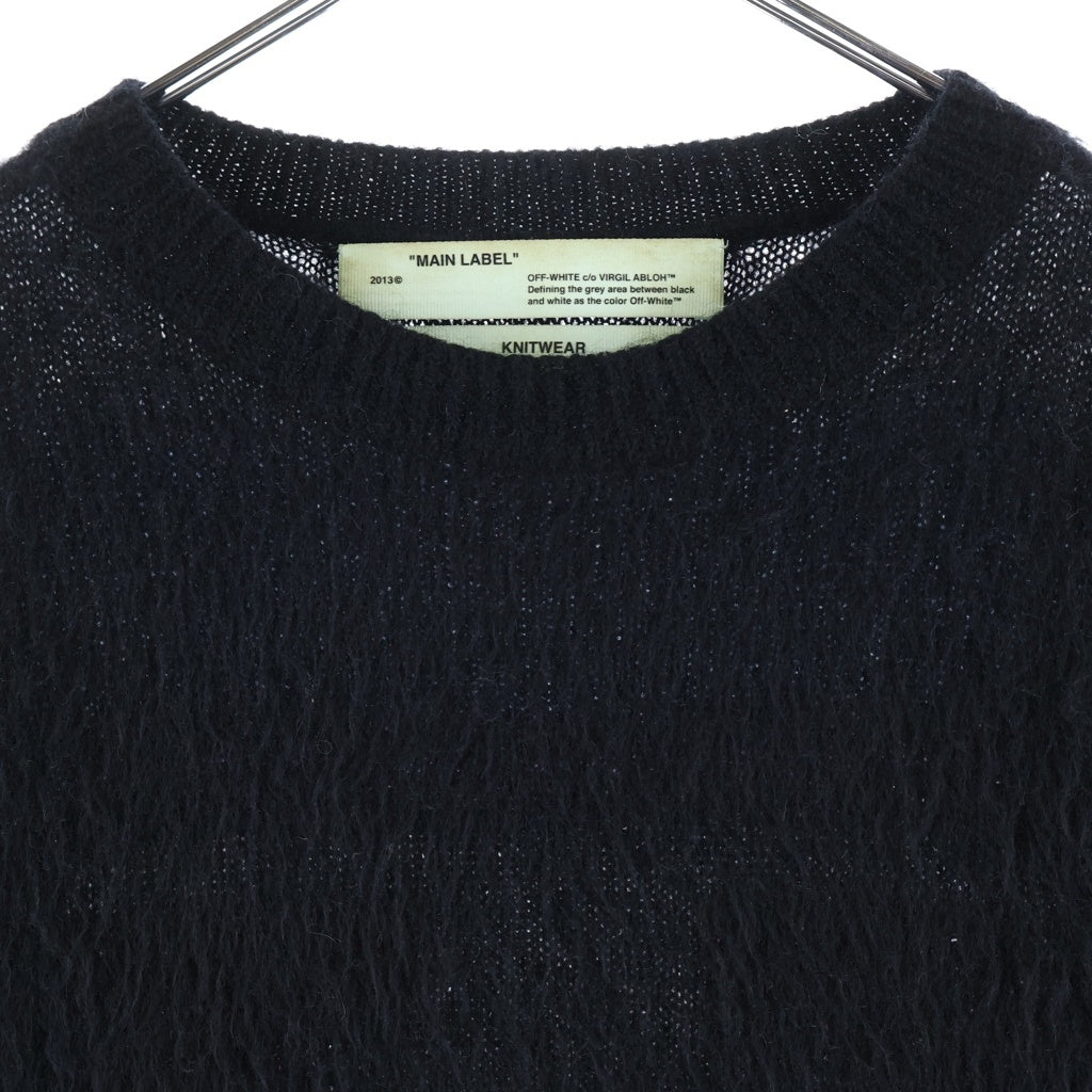 OFF-WHITE(オフホワイト) 18AW Brushed Mohair Knit ブラッシュドモヘア混ニット バックロゴオーバーサイズ クルーネックセーター OMHA036F18650005