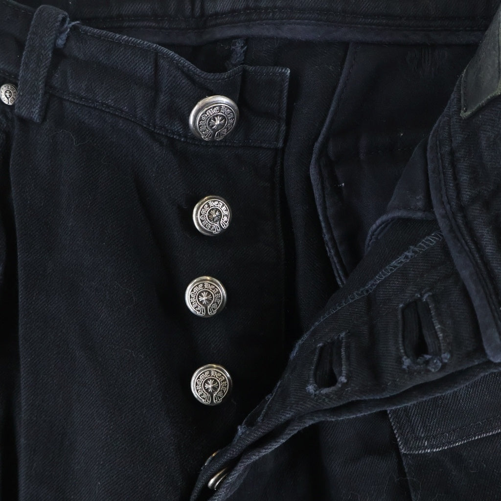CHROME HEARTS(クロムハーツ) Fatigue Wash Straight Denim Pants 旧型 ファティーグ ウォッシュド フレアニー ストレートカーゴデニムパンツ ジーンズ ブラック