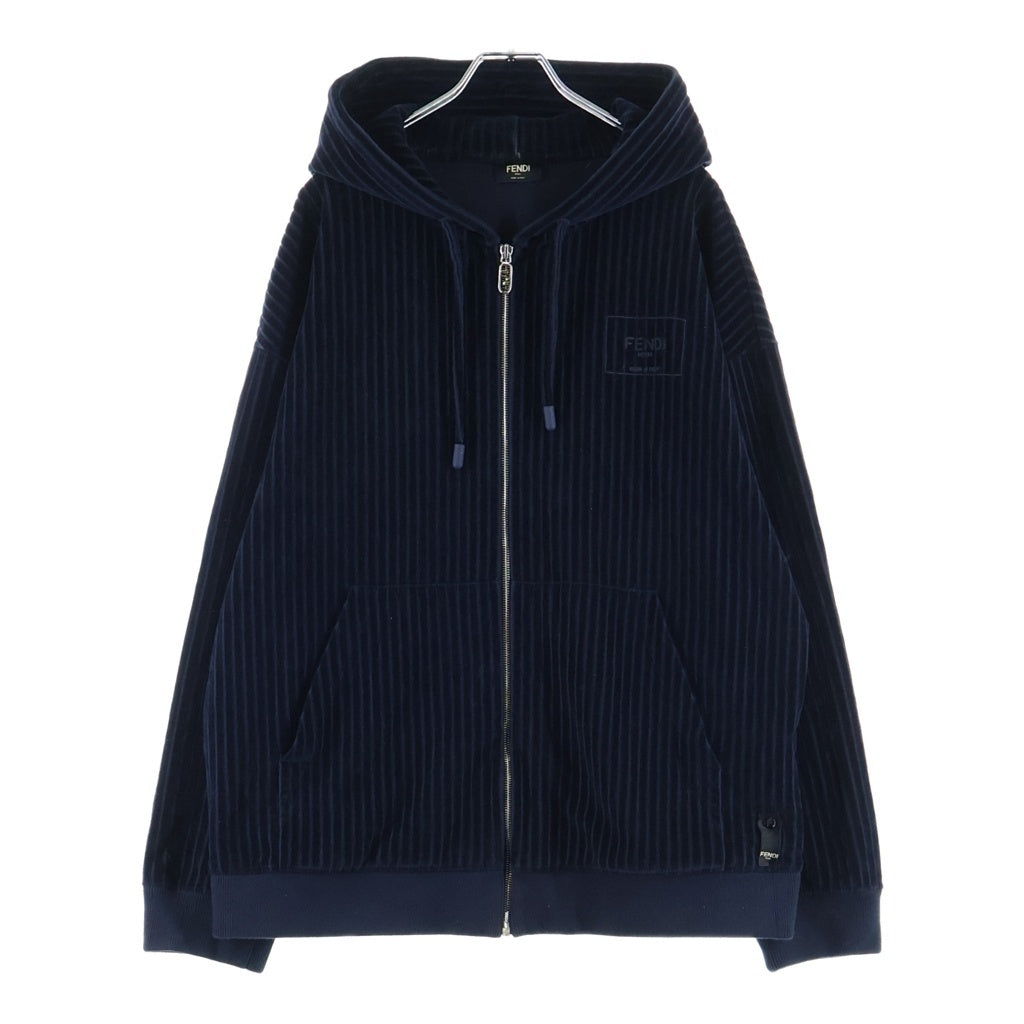 FENDI(フェンディ) 17AW ベルベット ジップアップパーカーフーディー ネイビー 12CPZ-24-1236