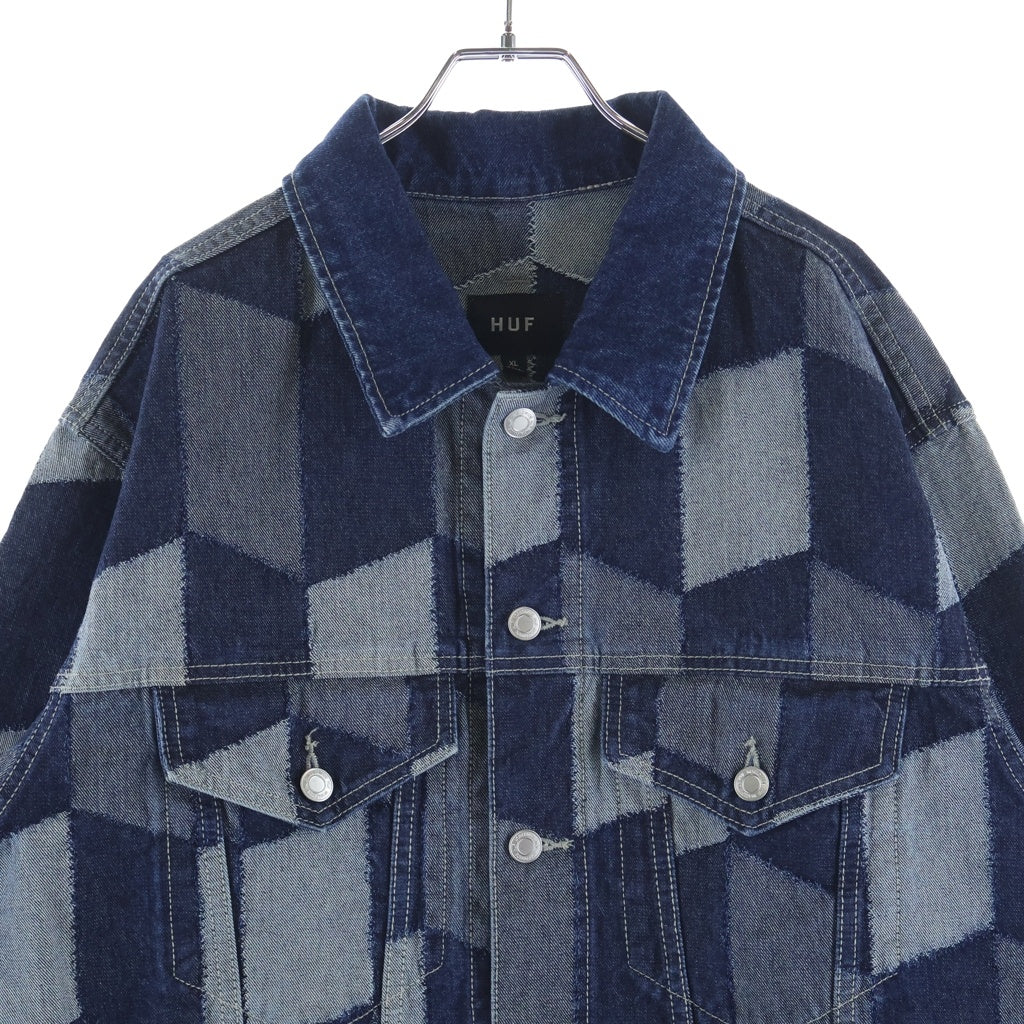HUF(ハフ) PATCHWORK DENIM JACKET パッチワーク デニムジャケット Gジャン トラッカージャケット インディゴ SP25 JK00426