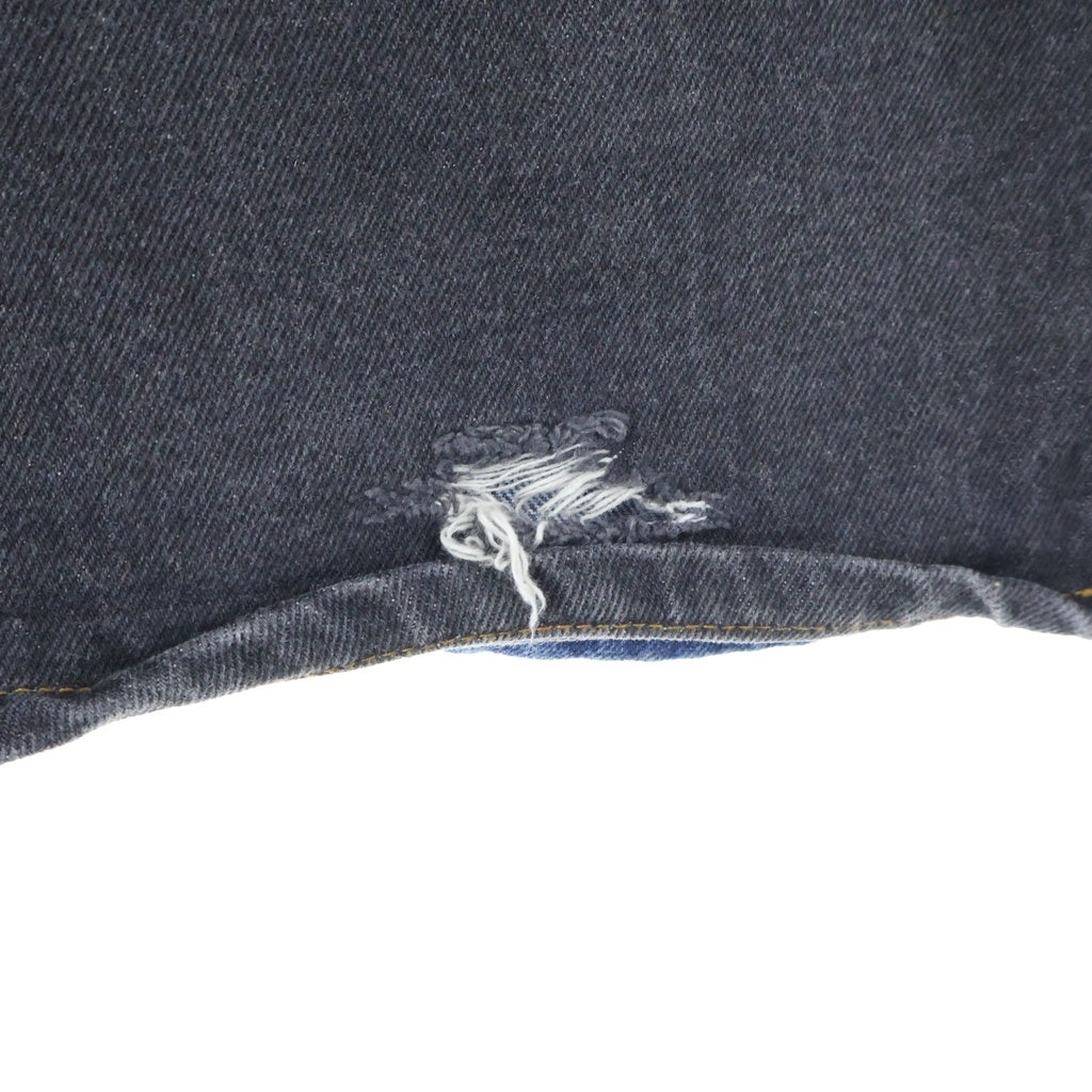 NO BRAND(ノーブランド) UNK DENIM 【UNK デニム】 パッチワーク NBAロゴワッペン ワイドデニムパンツ ジーンズ インディゴ/ブラック