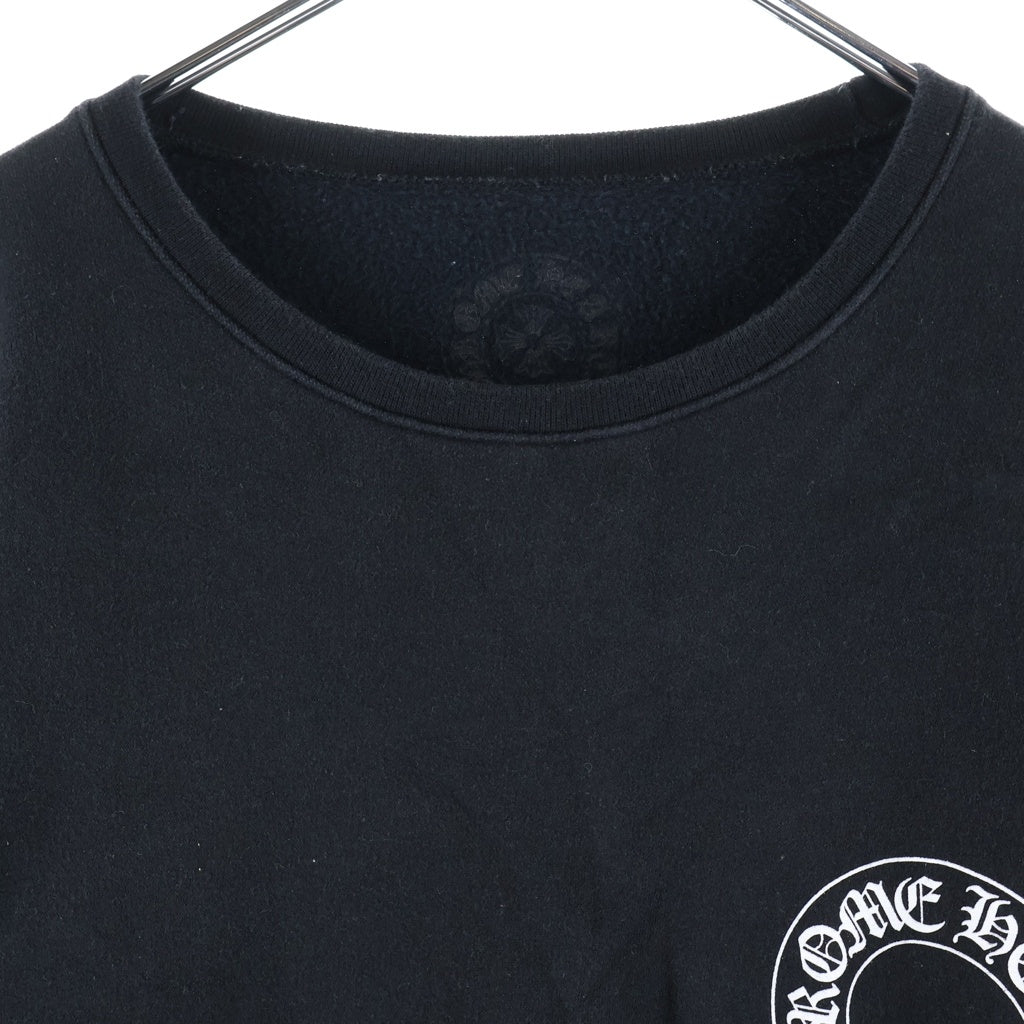 CHROME HEARTS(クロムハーツ) Horseshoe Crewneck Sweatshirt ホースシュープリント 袖フローラル クルーネックスウェットトレーナー ブラック
