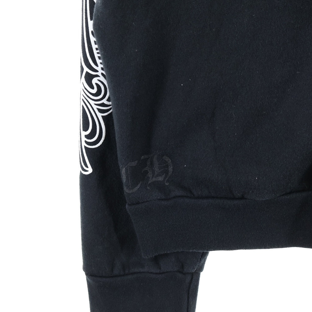CHROME HEARTS(クロムハーツ) Horseshoe Crewneck Sweatshirt ホースシュープリント 袖フローラル クルーネックスウェットトレーナー ブラック