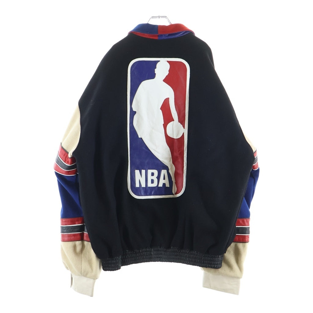 NO BRAND(ノーブランド) JEF HAMIL 【ジェフハミルトン】 NBA レザー ウール スタジアムジャケット ブルゾンジャケット ブラック