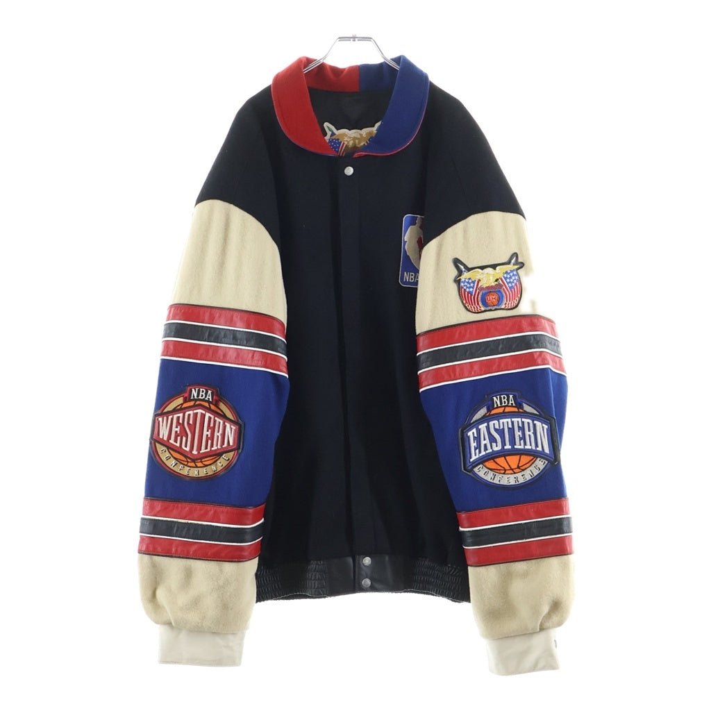 NO BRAND(ノーブランド) JEF HAMIL 【ジェフハミルトン】 NBA レザー ウール スタジアムジャケット ブルゾンジャケット ブラック