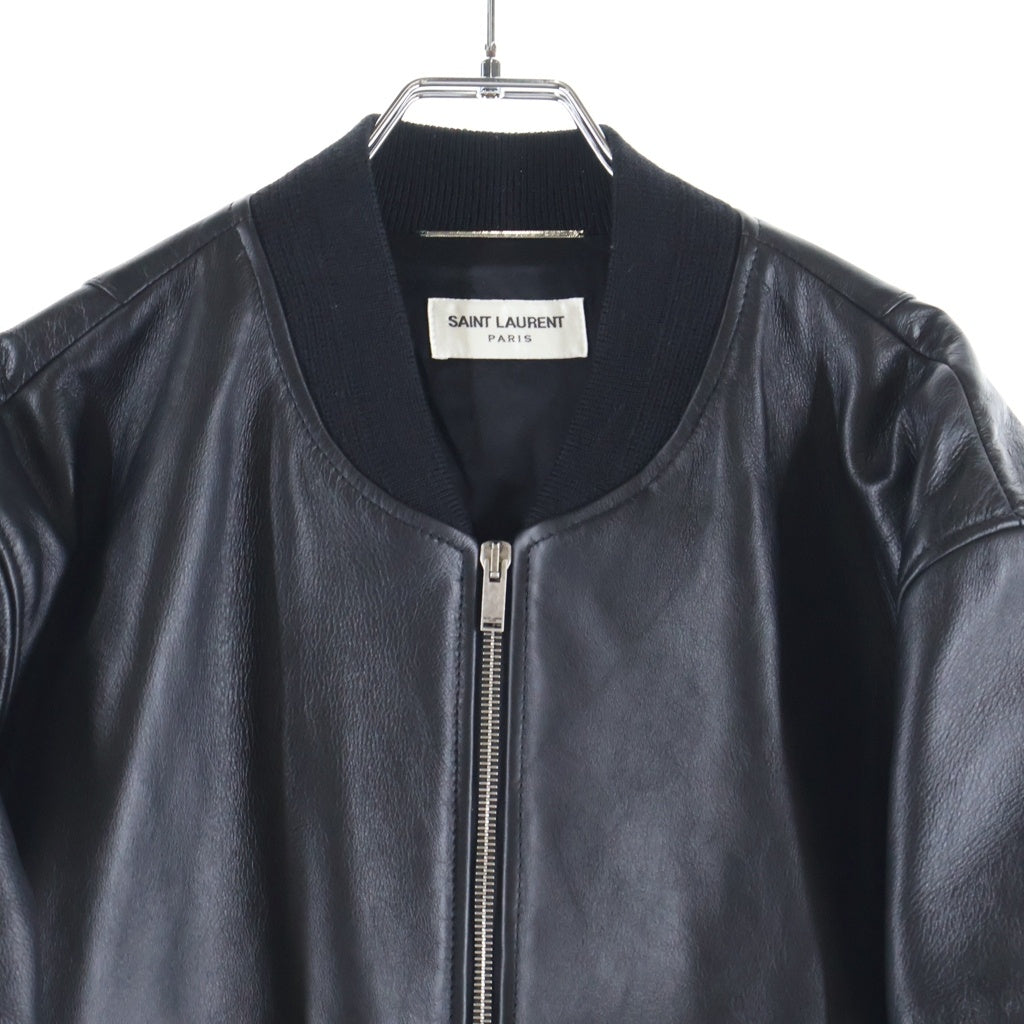 サンローランパリ シャーク MA-1 ボンバージャケット 40 黒　美品　エディ SAINT LAURENT PARIS(サンローランパリ) Lambskin MA-1 Bomber Jacket
