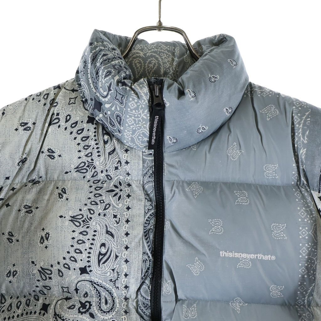 THISISNEVERTHAT(ディスイズネバーザット) PERTEX Down Jacket TN220OOWHS03 ペイズリー バンダナ パーテックス T ダウンジャケット グレー