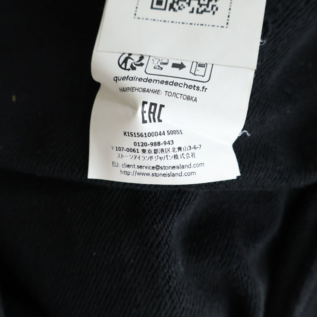STONE ISLAND(ストーンアイランド) 25SS ORGANIC COTTON FLEECE K1S156100044S0051 オーガニックコットン クルーネック長袖スウェットトレーナー ブラック