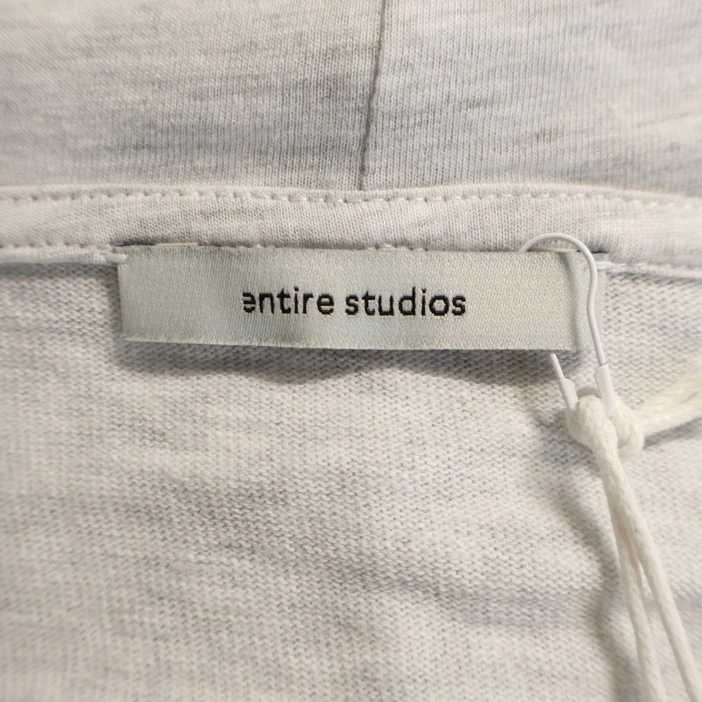 entire studios(エンタイア スタジオ) drawstring cropped hoodie ドローストリング ライトウェイトクロップドジップアップパーカーフーディー ライトグレー ESSS26HO050120497M