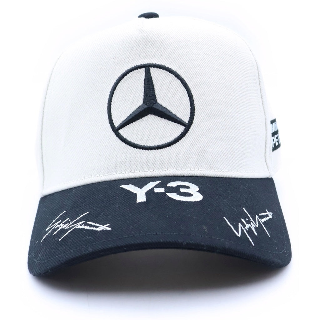 Y-3(ワイスリー) ×MERCEDES-AMG PETRONAS FORMULA 1 TEAM PODIUM CAP メルセデスベンツ ロゴ刺繍 メッシュトラッカーベースボールキャップ 帽子 ブラック/アイボリー KR0353