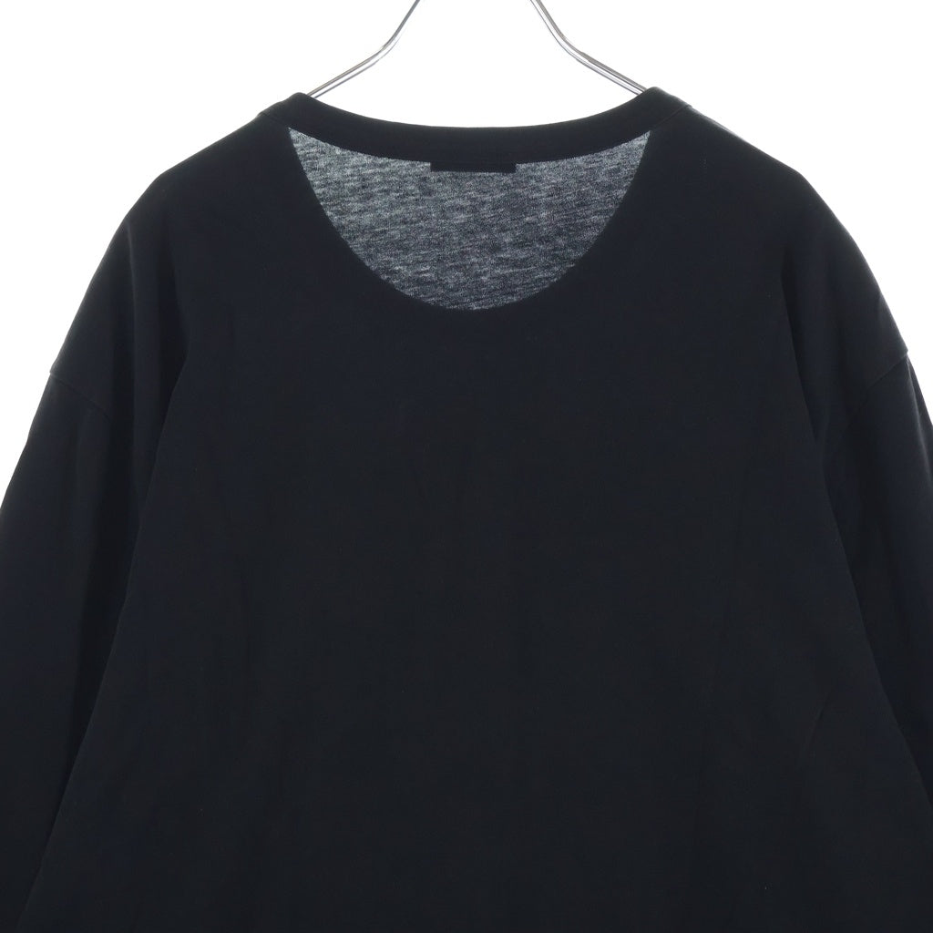 MONCLER(モンクレール) MAGLIA T-SHIRT フロントロゴ刺繍 クルーネック長袖Tシャツカットソー ロンT ブラック G20918D00002