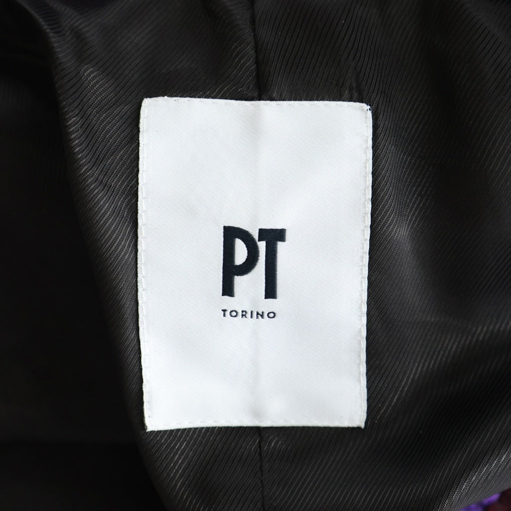 PT TORINO(ピーティートリノ) Cappotto Lungo ツイード ウール ロングコート パープル TL2FCD030LAC