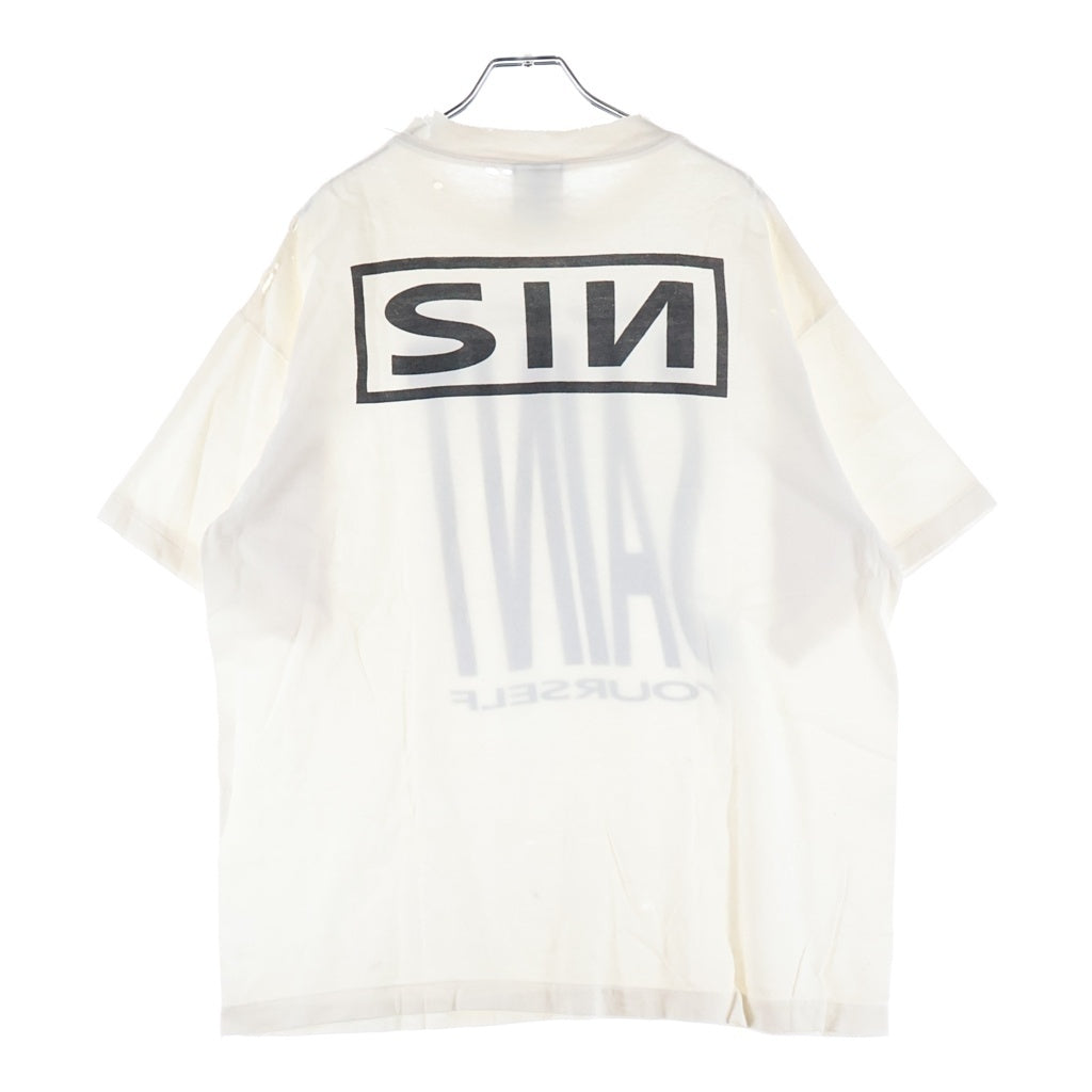 SAINT MICHAEL(セントマイケル) 25SS SAINT YOURSELF SS TEE ヴィンテージ加工 プリント クルーネック 半袖Tシャツ カットソー ホワイト SM-HR8-0000-020