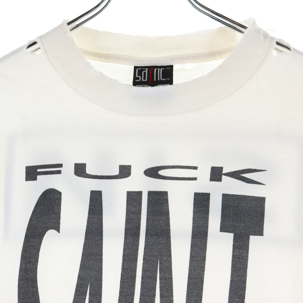 SAINT MICHAEL(セントマイケル) 25SS SAINT YOURSELF SS TEE ヴィンテージ加工 プリント クルーネック 半袖Tシャツ カットソー ホワイト SM-HR8-0000-020