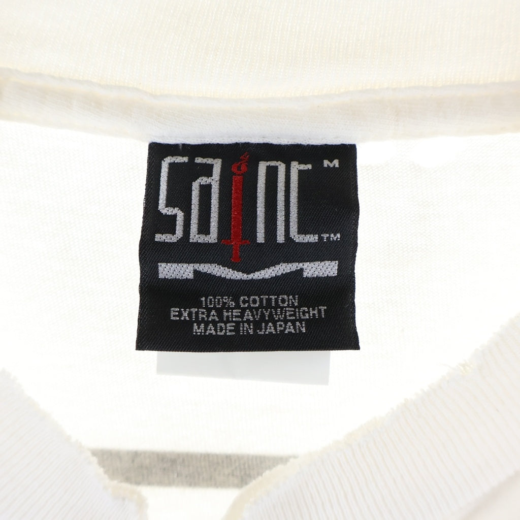 SAINT MICHAEL(セントマイケル) 25SS SAINT YOURSELF SS TEE ヴィンテージ加工 プリント クルーネック 半袖Tシャツ カットソー ホワイト SM-HR8-0000-020