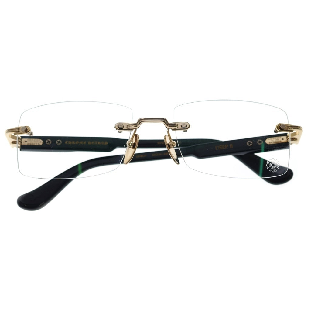 CHROME HEARTS(クロムハーツ) DEEP 2 ディープ サイドフローラル リムレス クリアレンズ サングラス アイウェア 眼鏡 ブラック