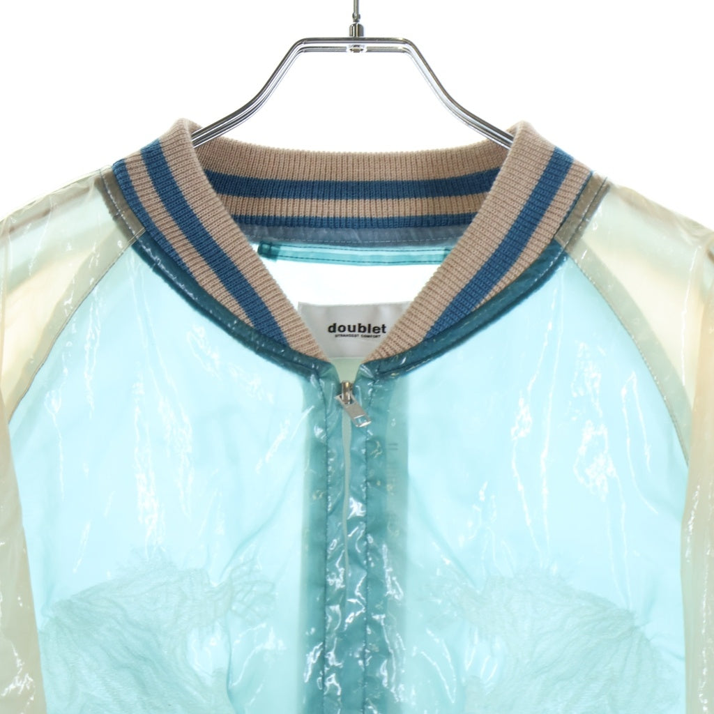 doublet(ダブレット) 19SS TRANSPARENT EMBROIDERY SOUVENIR JACKET トランスペアレント エンブロイダリー スーベニアシースルージャケット ブルー 19SS02BL80