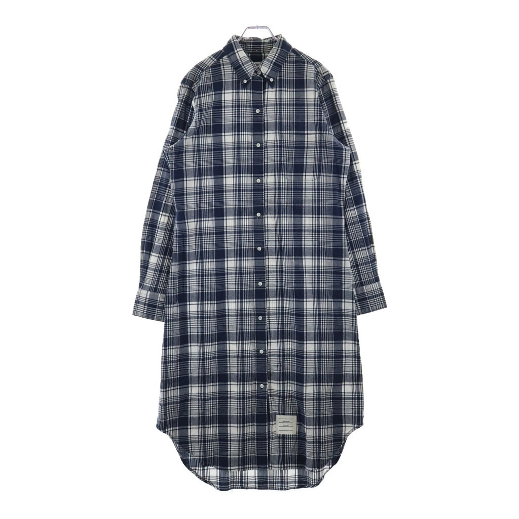 THOM BROWNE(トムブラウン) コットン チェック 長袖ドレスシャツ ネイビー/ホワイト FDS001A-07847415