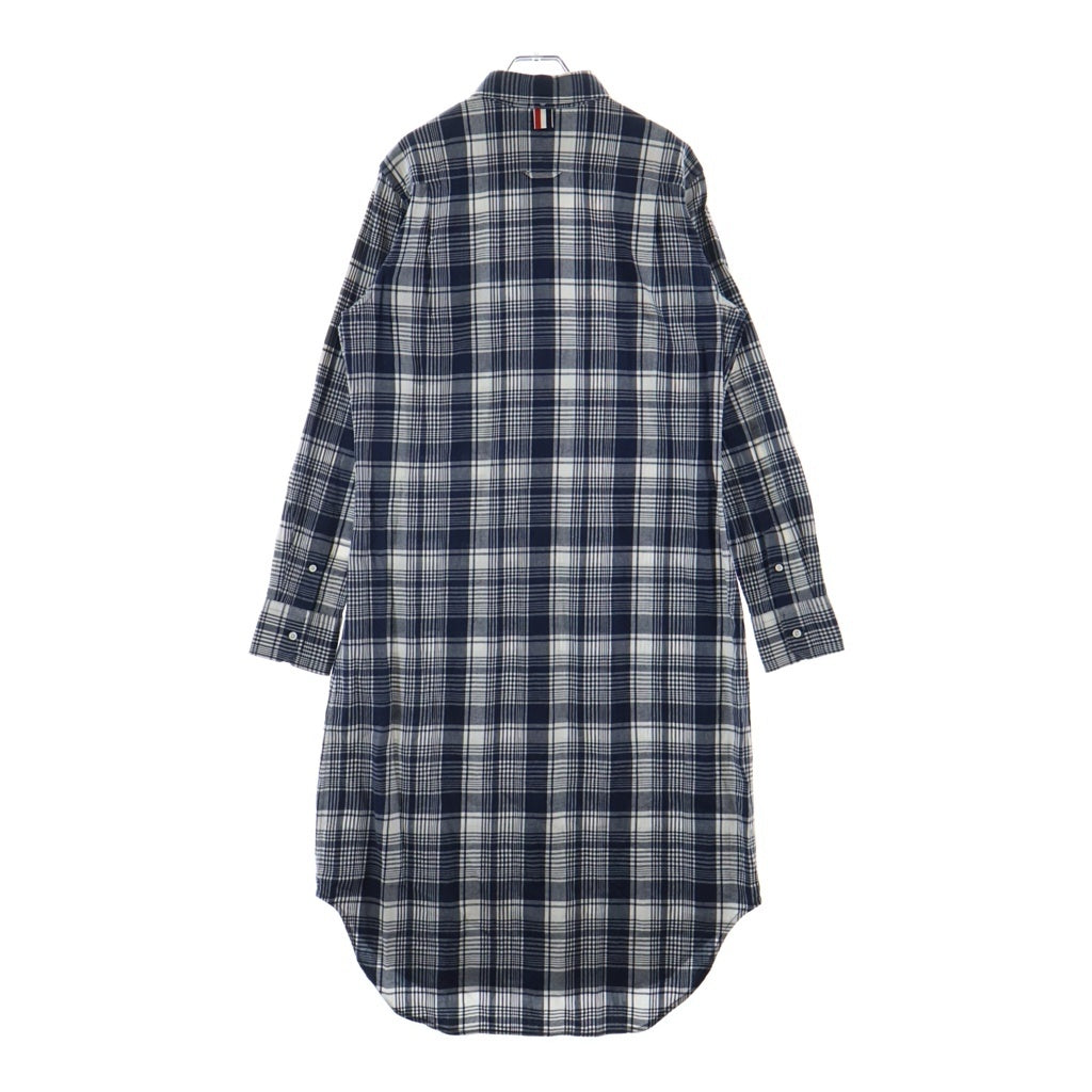 THOM BROWNE(トムブラウン) コットン チェック 長袖ドレスシャツ ネイビー/ホワイト FDS001A-07847415