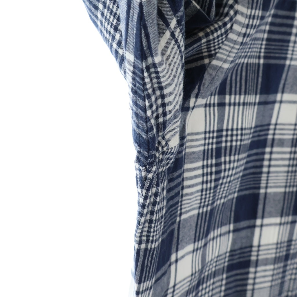 THOM BROWNE(トムブラウン) コットン チェック 長袖ドレスシャツ ネイビー/ホワイト FDS001A-07847415