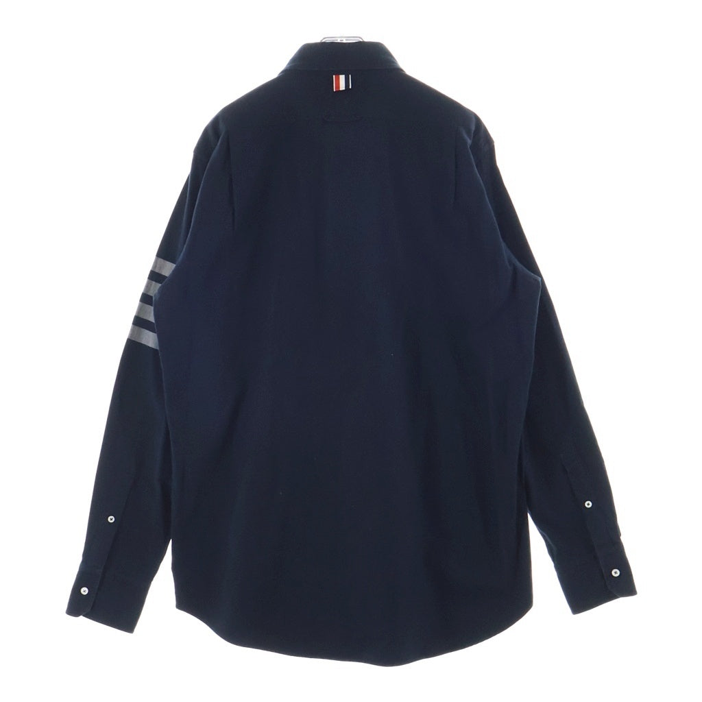 THOM BROWNE(トムブラウン) フランネル 4-BAR長袖ボタンダウンシャツ ブラック MWL272A-05245415