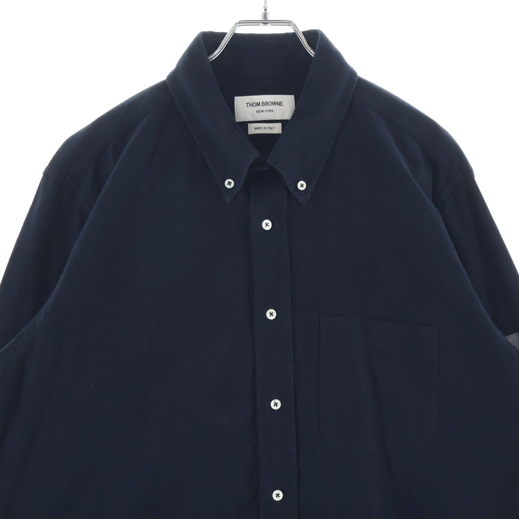 THOM BROWNE(トムブラウン) フランネル 4-BAR長袖ボタンダウンシャツ ブラック MWL272A-05245415