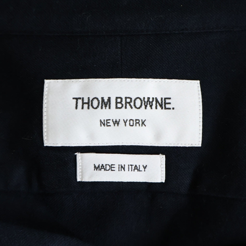 THOM BROWNE(トムブラウン) フランネル 4-BAR長袖ボタンダウンシャツ ブラック MWL272A-05245415