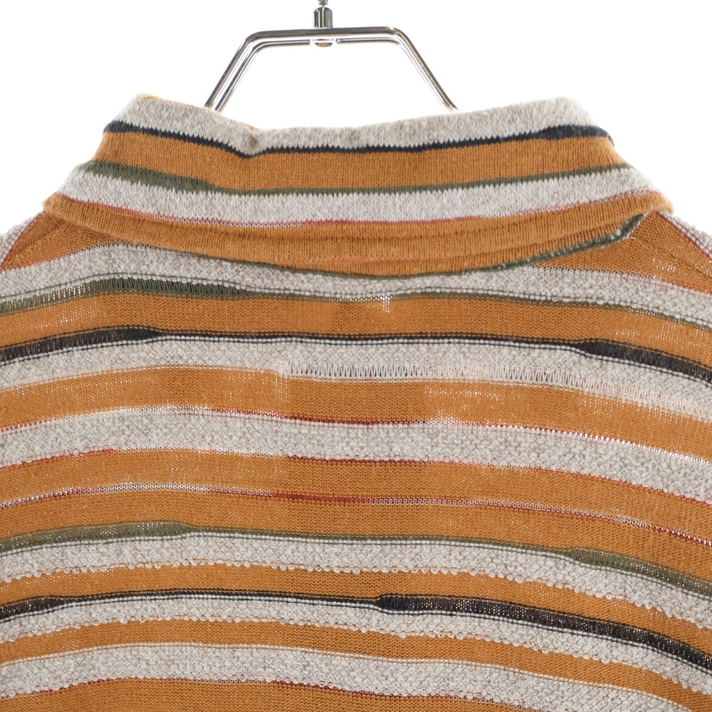 Acne Studios(アクネ ストゥディオズ) Border Knit Polo FN-WN-TSHI000483 長袖ボーダーニットポロシャツ ブラウン